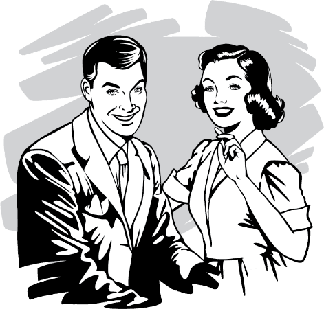 Black and white sketch of couple used for Plumb Pros Inc. HVAC career opportunities in Denver, CO.